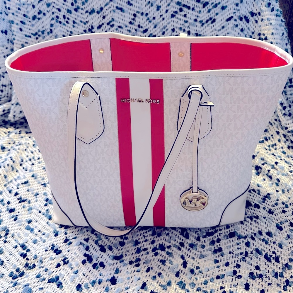Michael Kors Eva Leather Stripe Tote